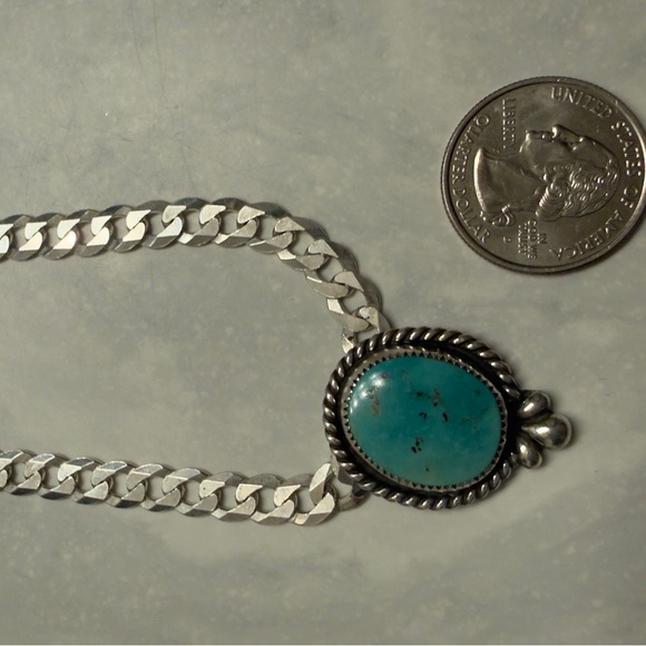 New Sterling Silver Turquoise Pendant Necklace - Picture 6 of 8